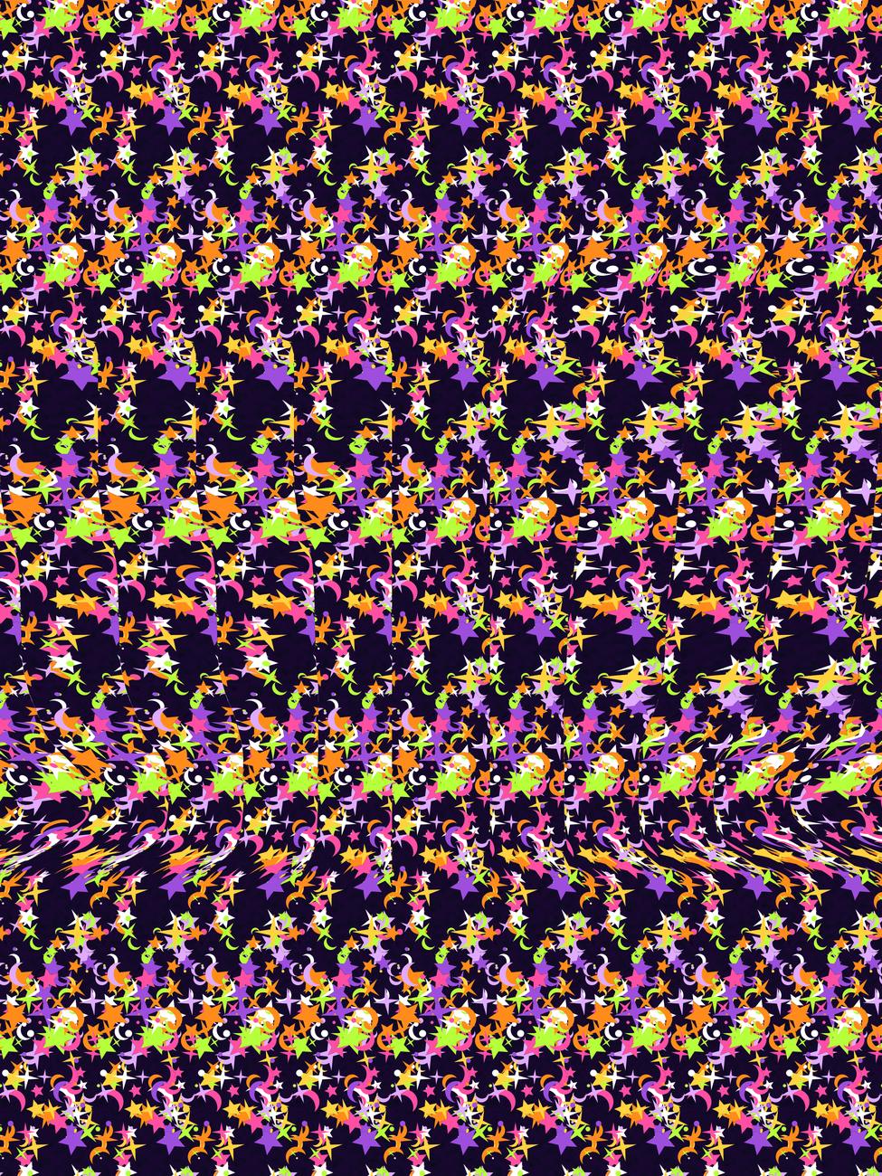 Witching Hour Witch Hat full stereogram pattern, flat view
