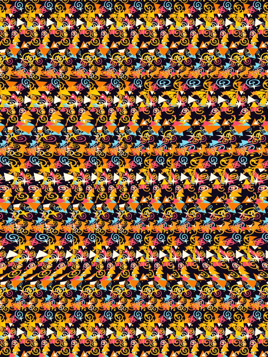 Sweet Candy Corn Surprise full stereogram pattern, flat view