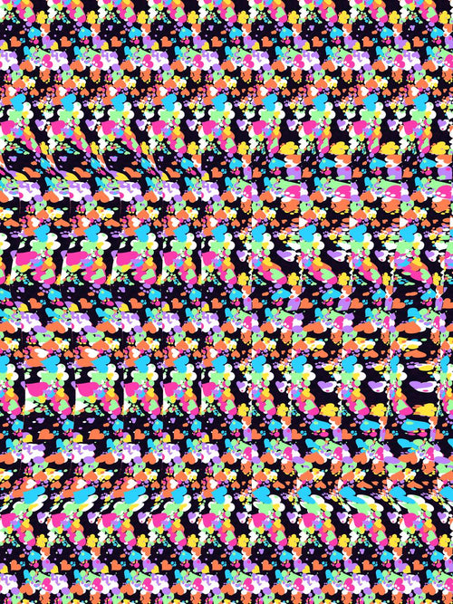 Curious Cat Hideaway full stereogram pattern, flat view
