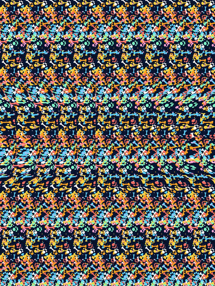 Hidden Puppy Love full stereogram pattern, flat view
