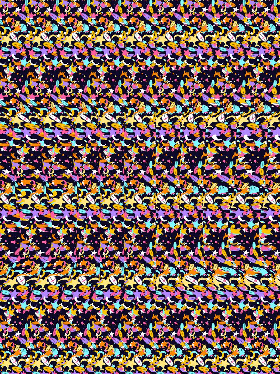 Night Owl Watch full stereogram pattern, flat view