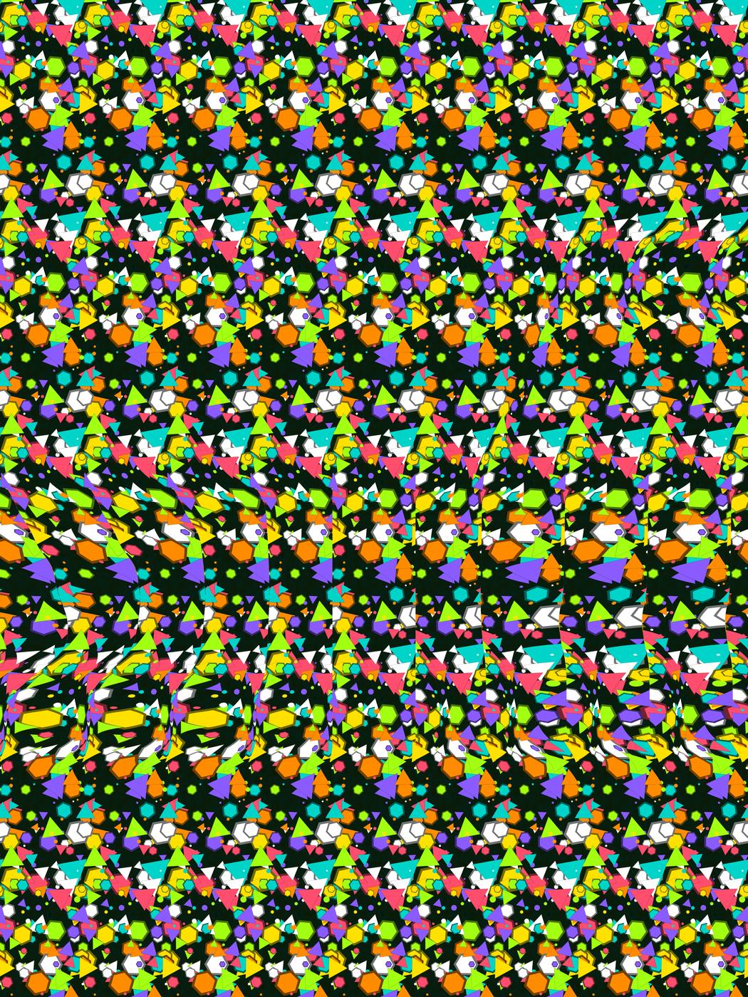 Hidden Dino Discovery full stereogram pattern, flat view