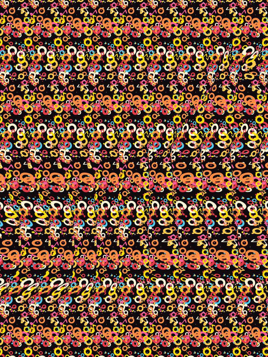Acoustic Echo Guitar full stereogram pattern, flat view