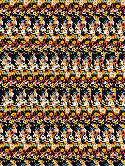 Courtside Basketball full stereogram pattern, flat view