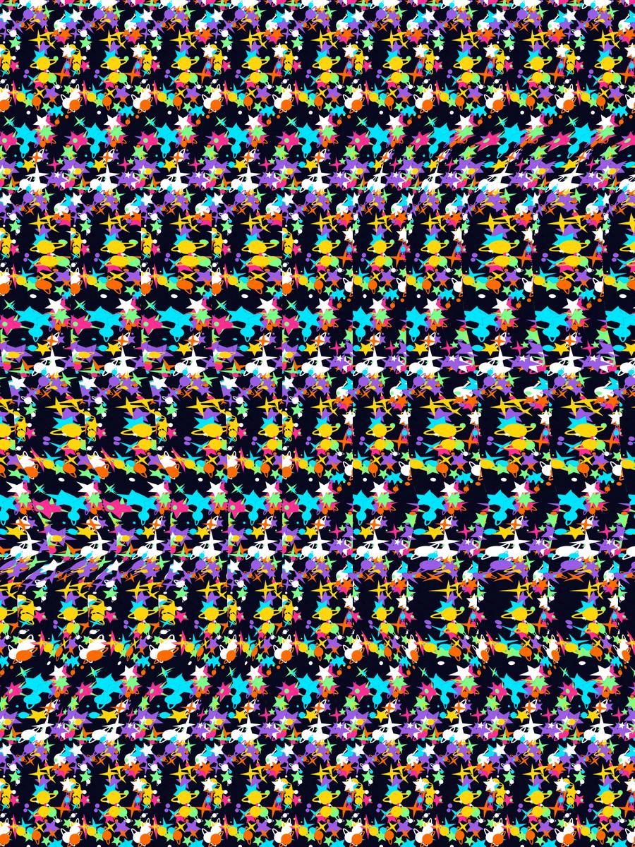 Rocket Launch Reveal full stereogram pattern, flat view