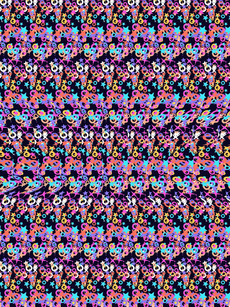 Ringed Planet Odyssey full stereogram pattern, flat view