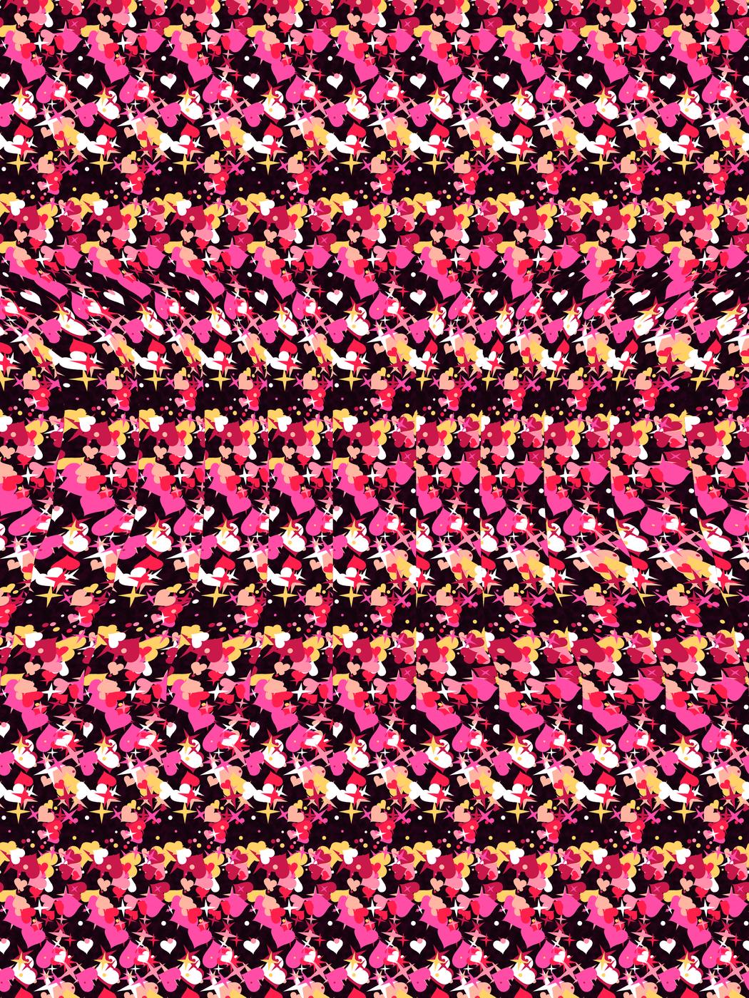 Hidden Heart Keepsake full stereogram pattern, flat view