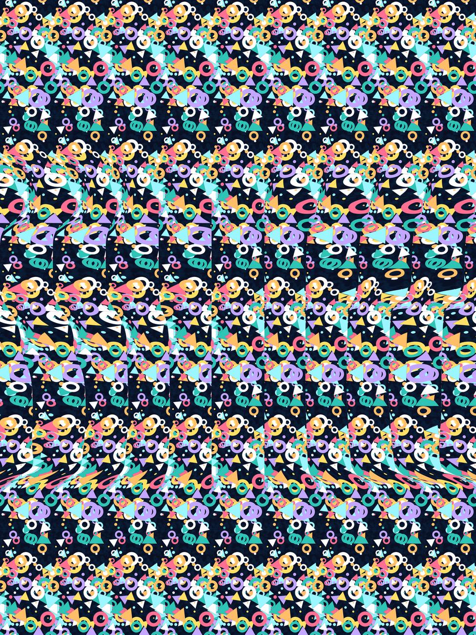 Secret Summit Sunrise full stereogram pattern, flat view