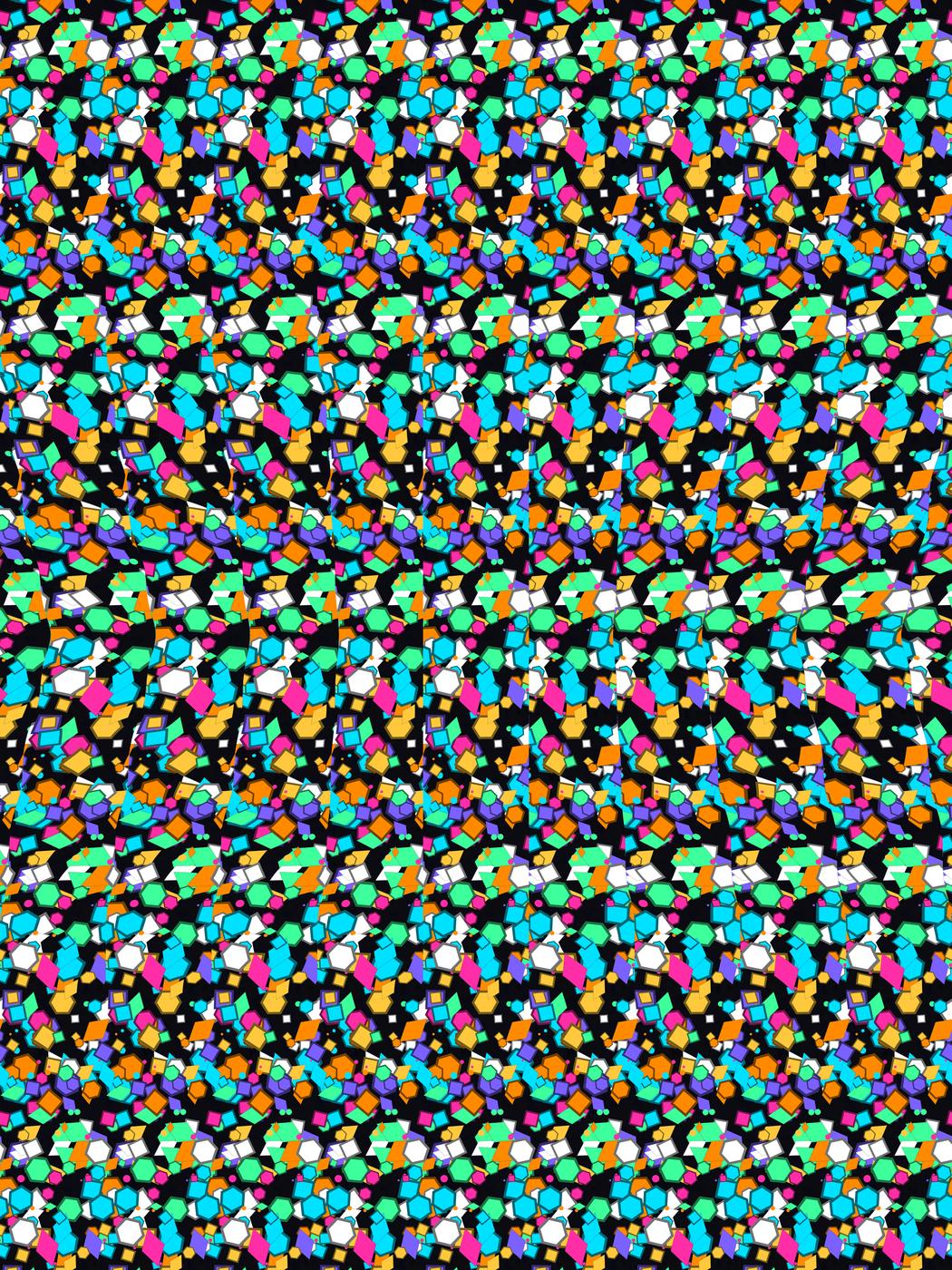 Infinite Steps Pyramid full stereogram pattern, flat view