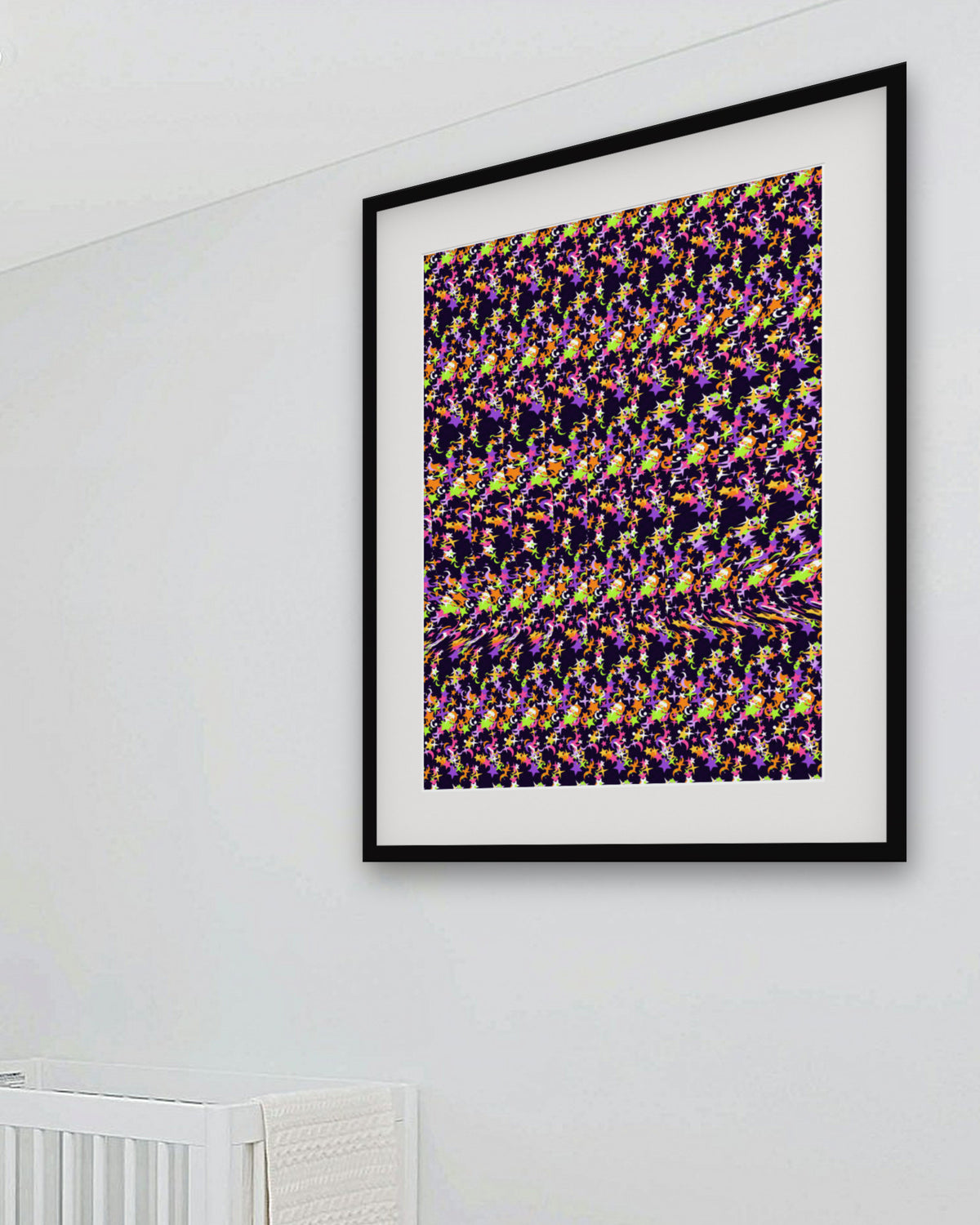 Witching Hour Witch Hat hidden 3D art print, framed in a bright kids / teen bedroom