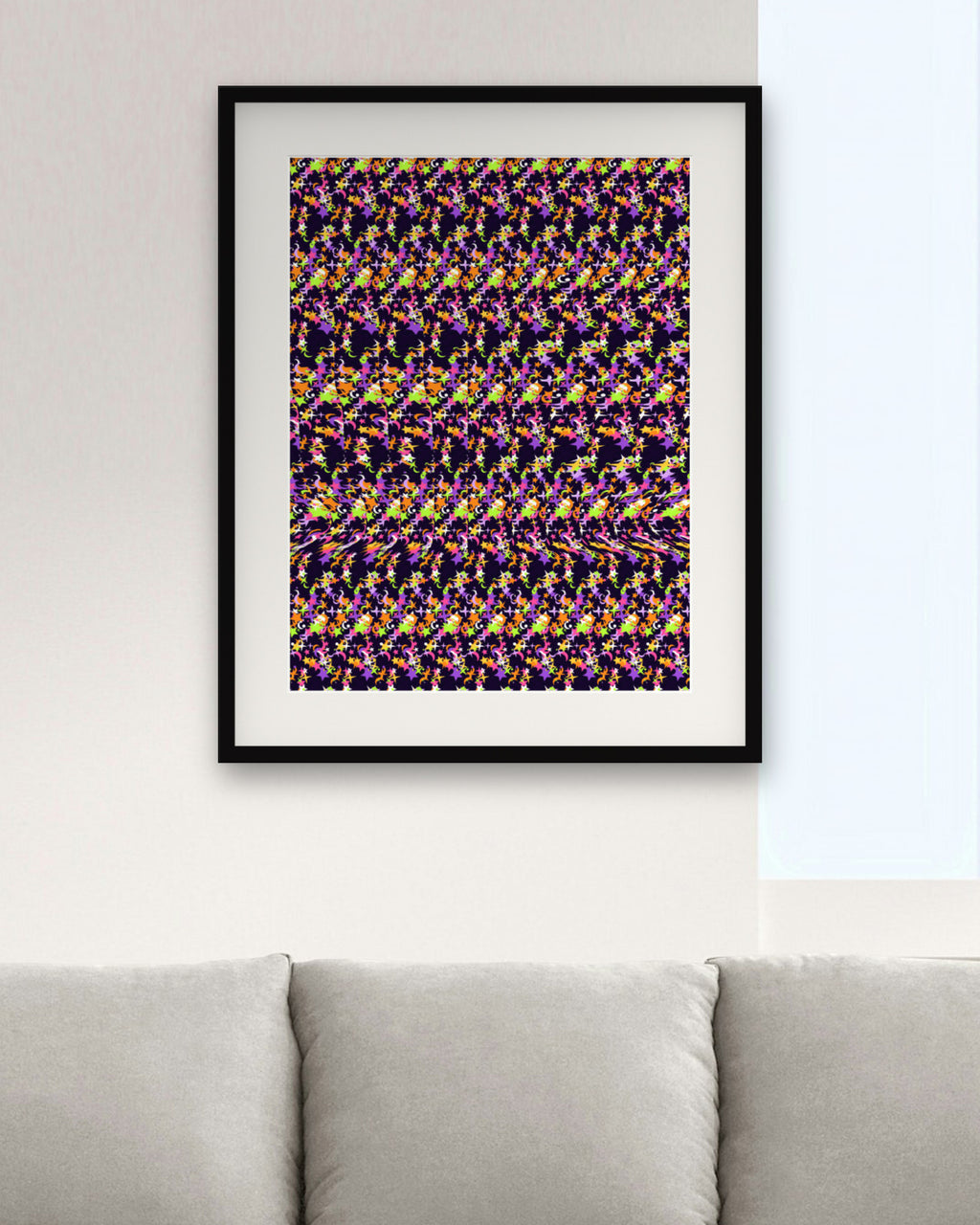 Witching Hour Witch Hat hidden 3D art print, framed in a modern living room