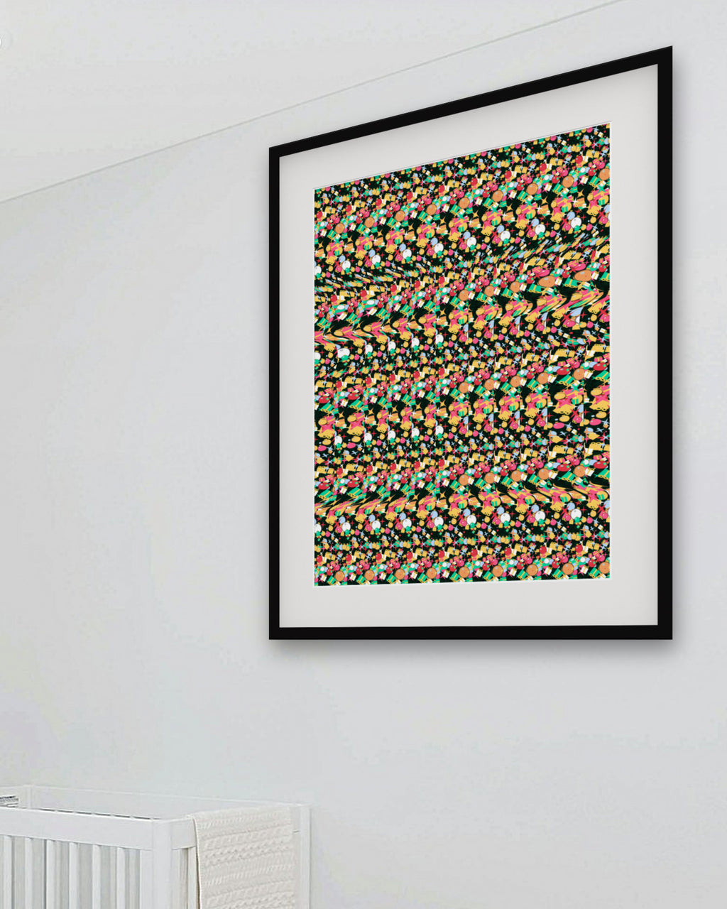 Hidden Holiday Gift hidden 3D art print, framed in a bright kids / teen bedroom