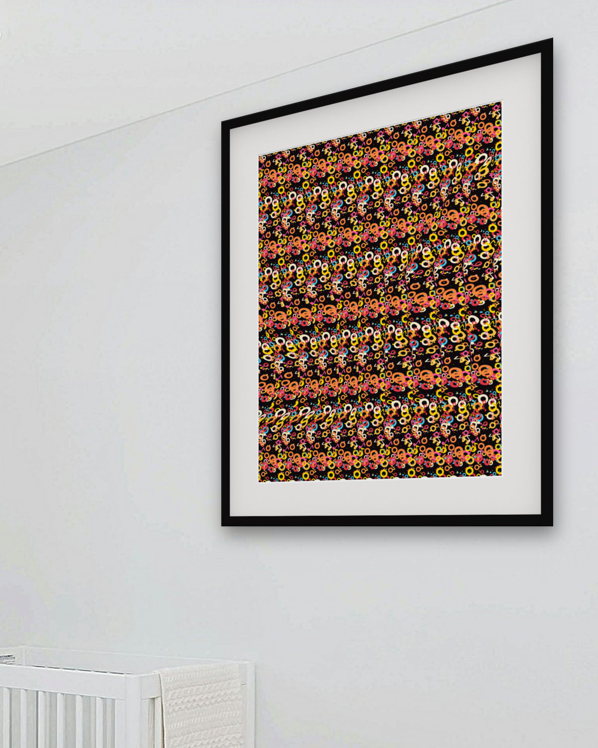 Acoustic Echo Guitar hidden 3D art print, framed in a bright kids / teen bedroom