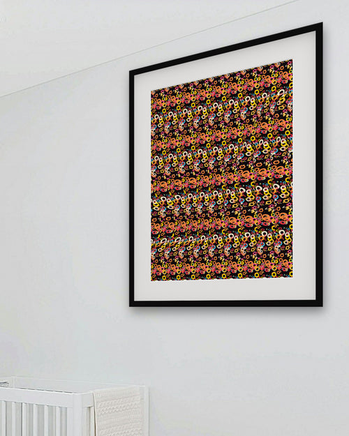 Acoustic Echo Guitar hidden 3D art print, framed in a bright kids / teen bedroom