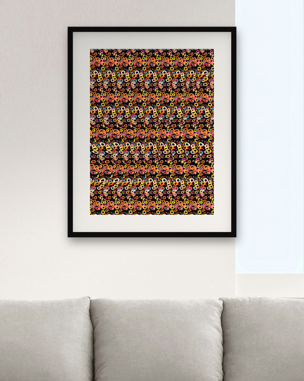 Acoustic Echo Guitar hidden 3D art print, framed in a modern living room