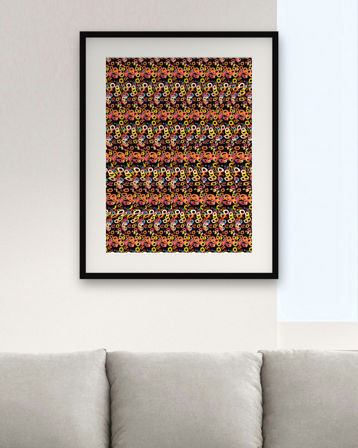 Acoustic Echo Guitar hidden 3D art print, framed in a modern living room