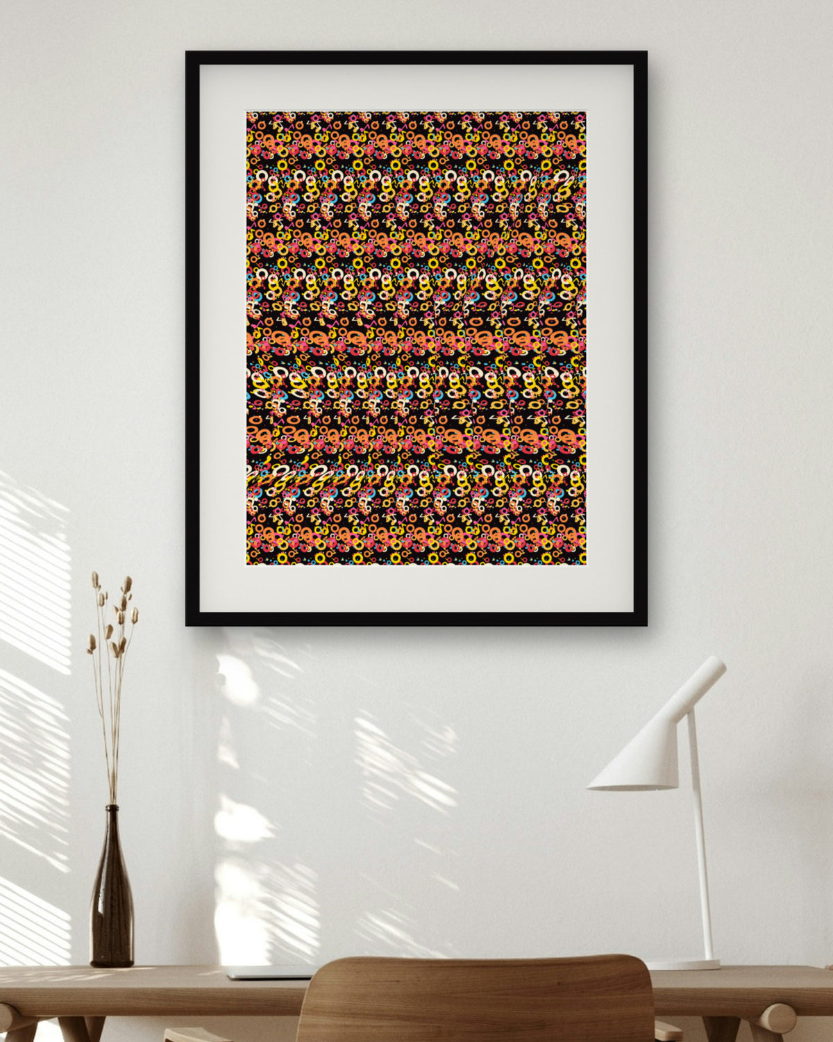 Acoustic Echo Guitar hidden 3D art print, framed in a home office