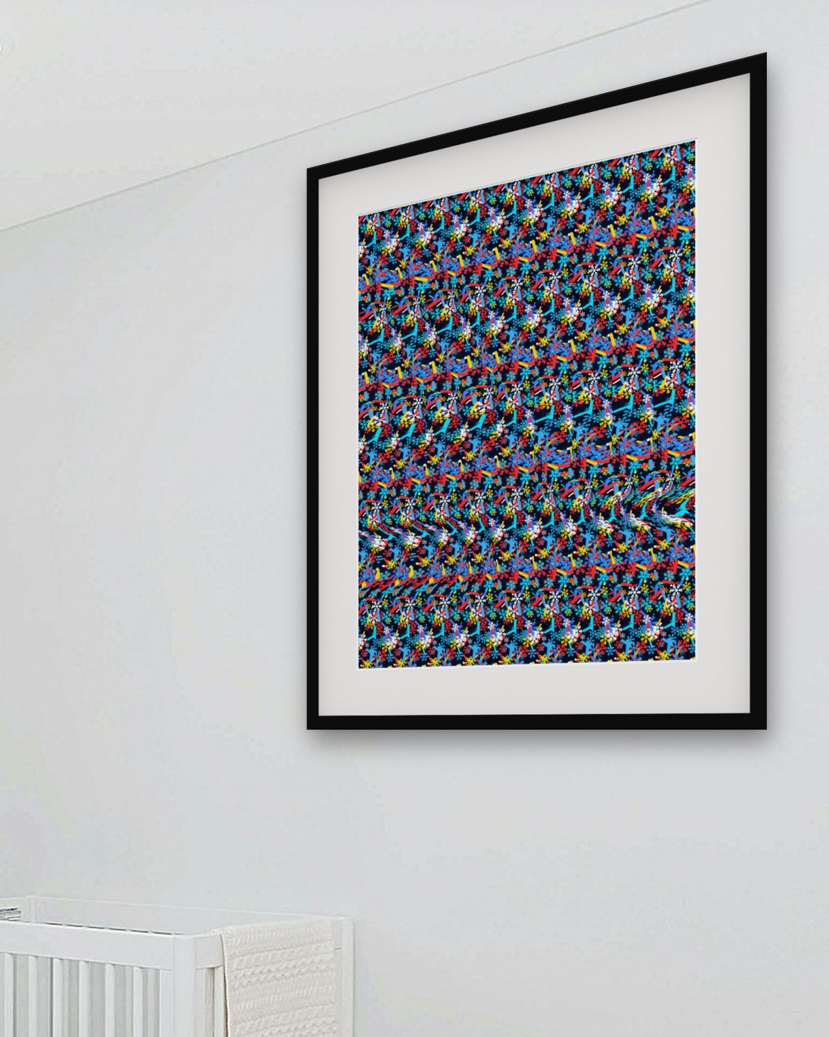 Hidden Hockey Night hidden 3D art print, framed in a bright kids / teen bedroom