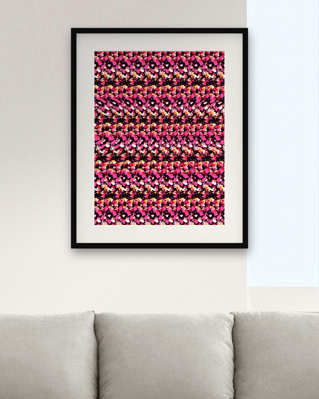 Hidden Heart Keepsake hidden 3D art print, framed in a modern living room
