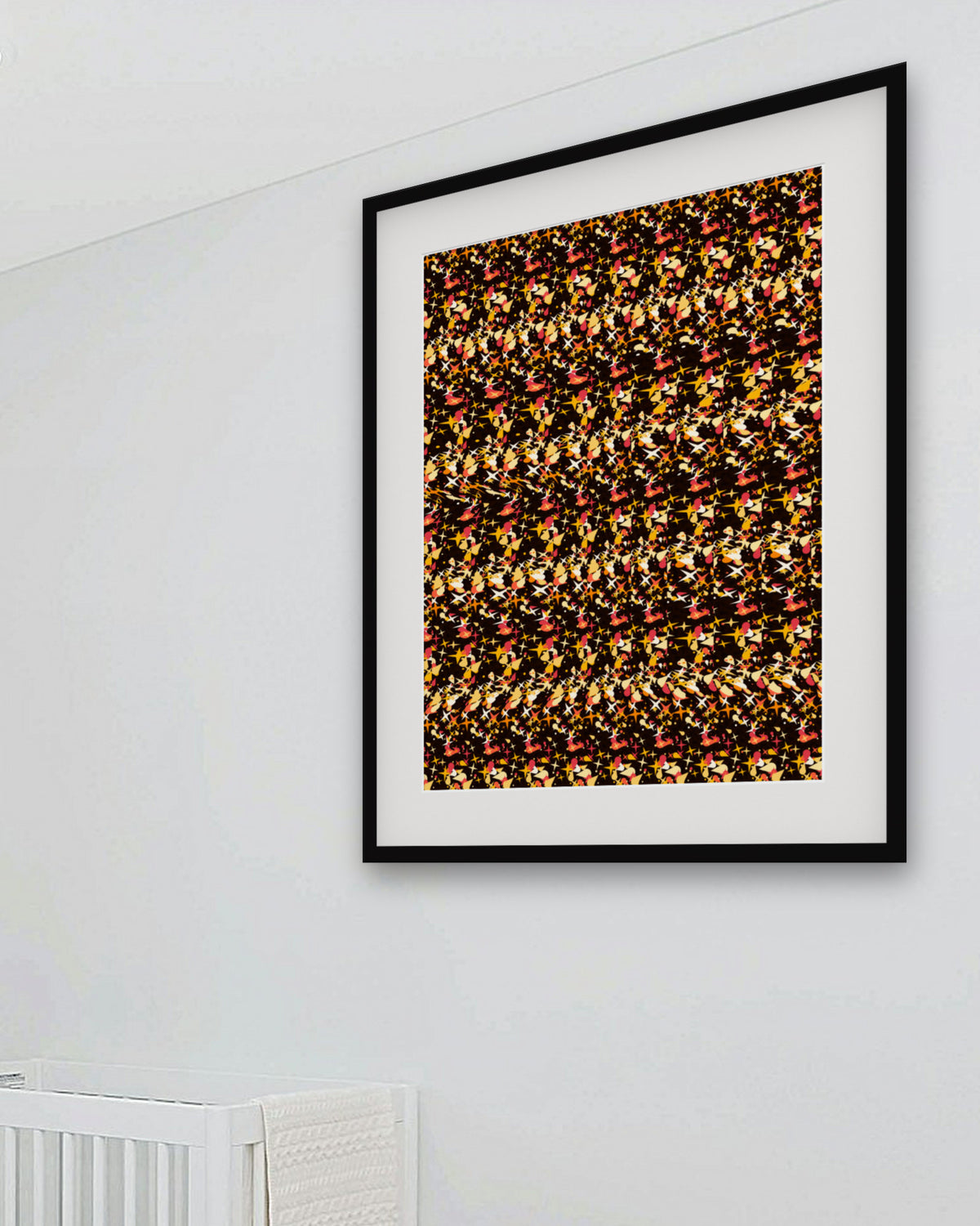 Glowing Candle Keepsake hidden 3D art print, framed in a bright kids' room