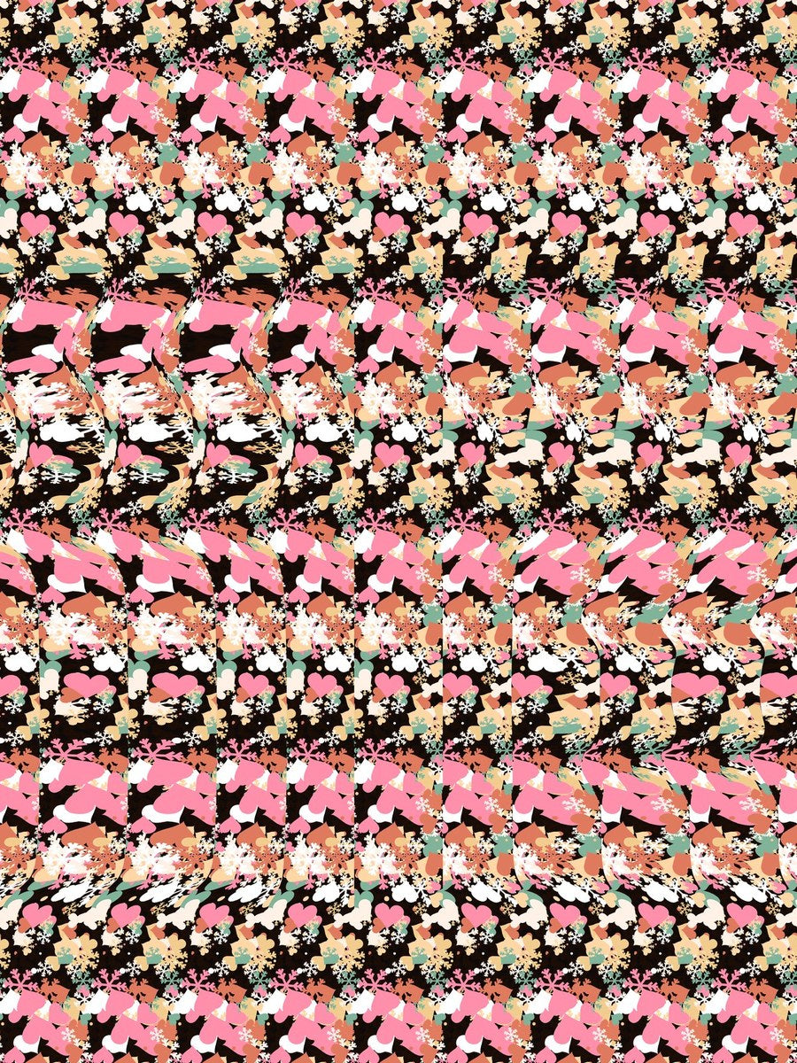 Hidden Hot Cocoa Mug full stereogram pattern, flat view