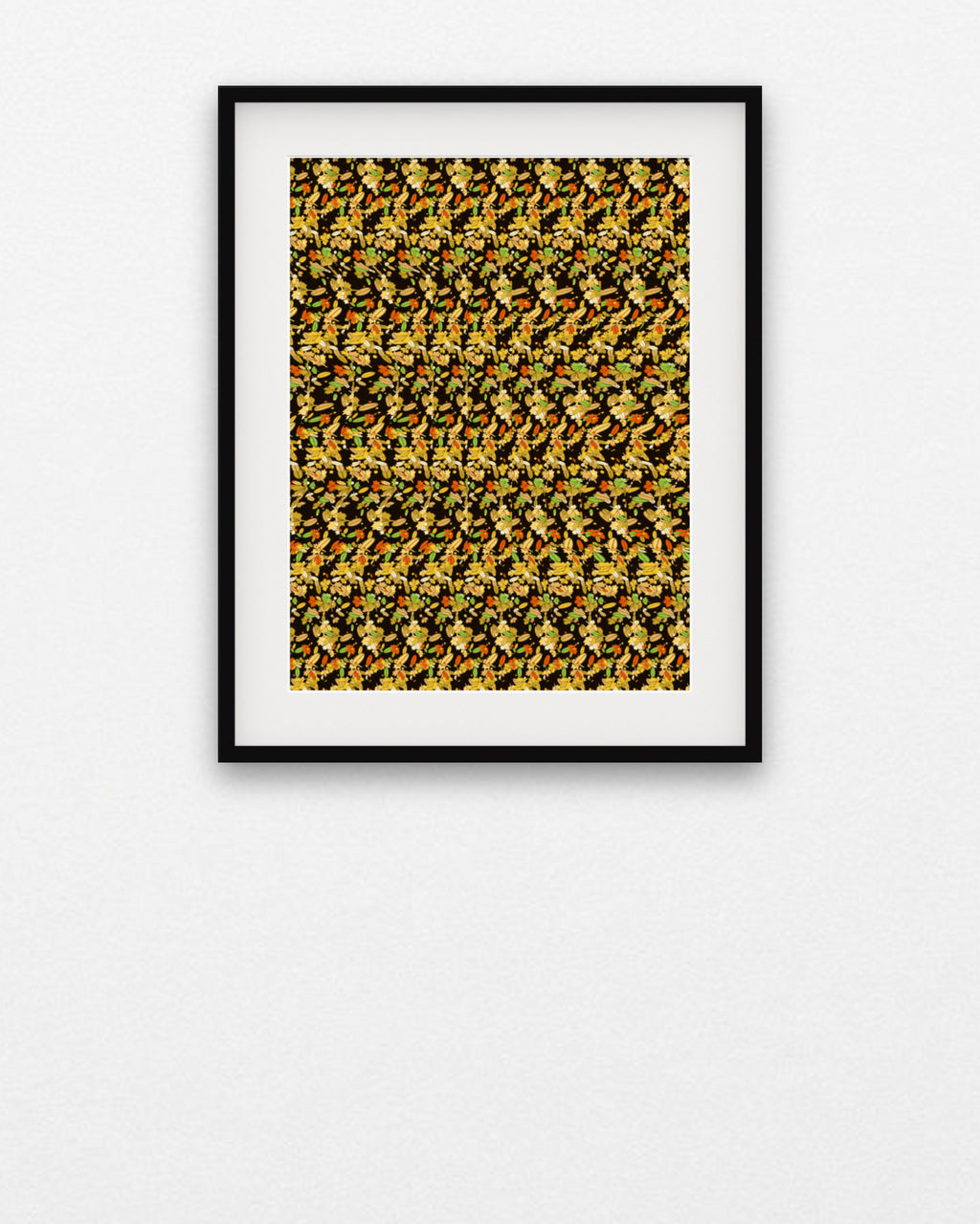 Golden Oak Leaf Reveal hidden 3D art print, framed in a gallery wall