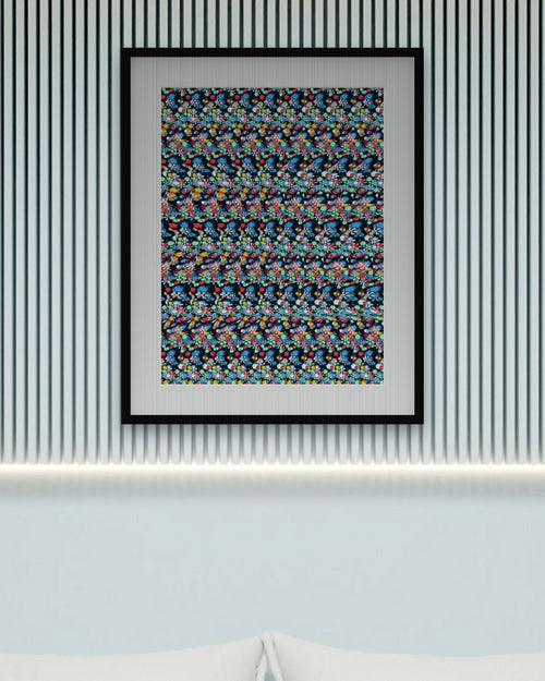 Cozy Mitten Mystery hidden 3D art print, framed in a calm bedroom