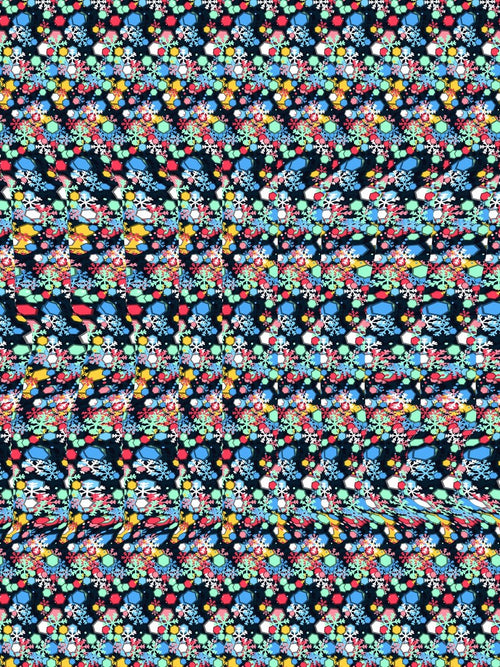 Cozy Mitten Mystery full stereogram pattern, flat view