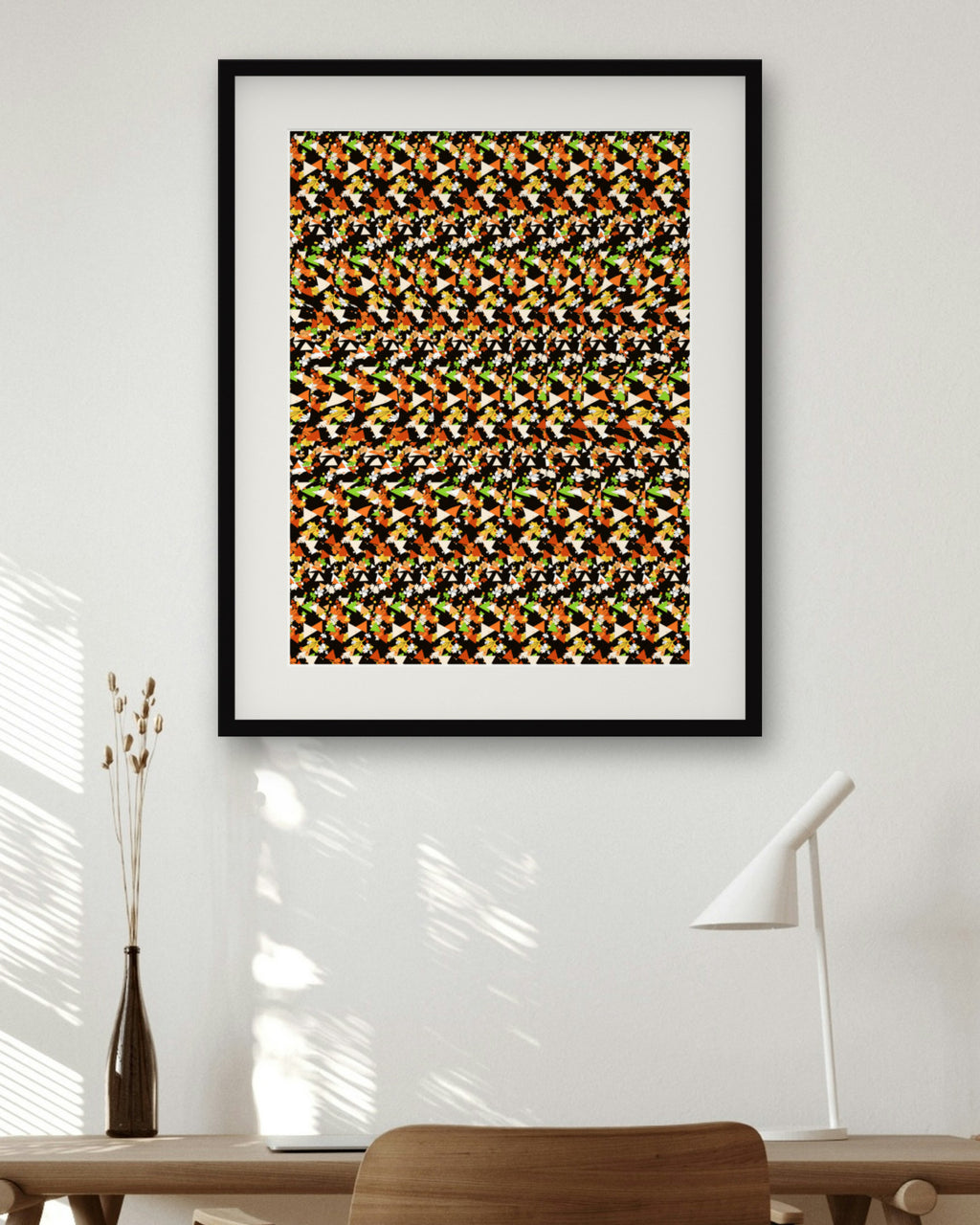 Clever Fox Hideaway hidden 3D art print, framed in a home office