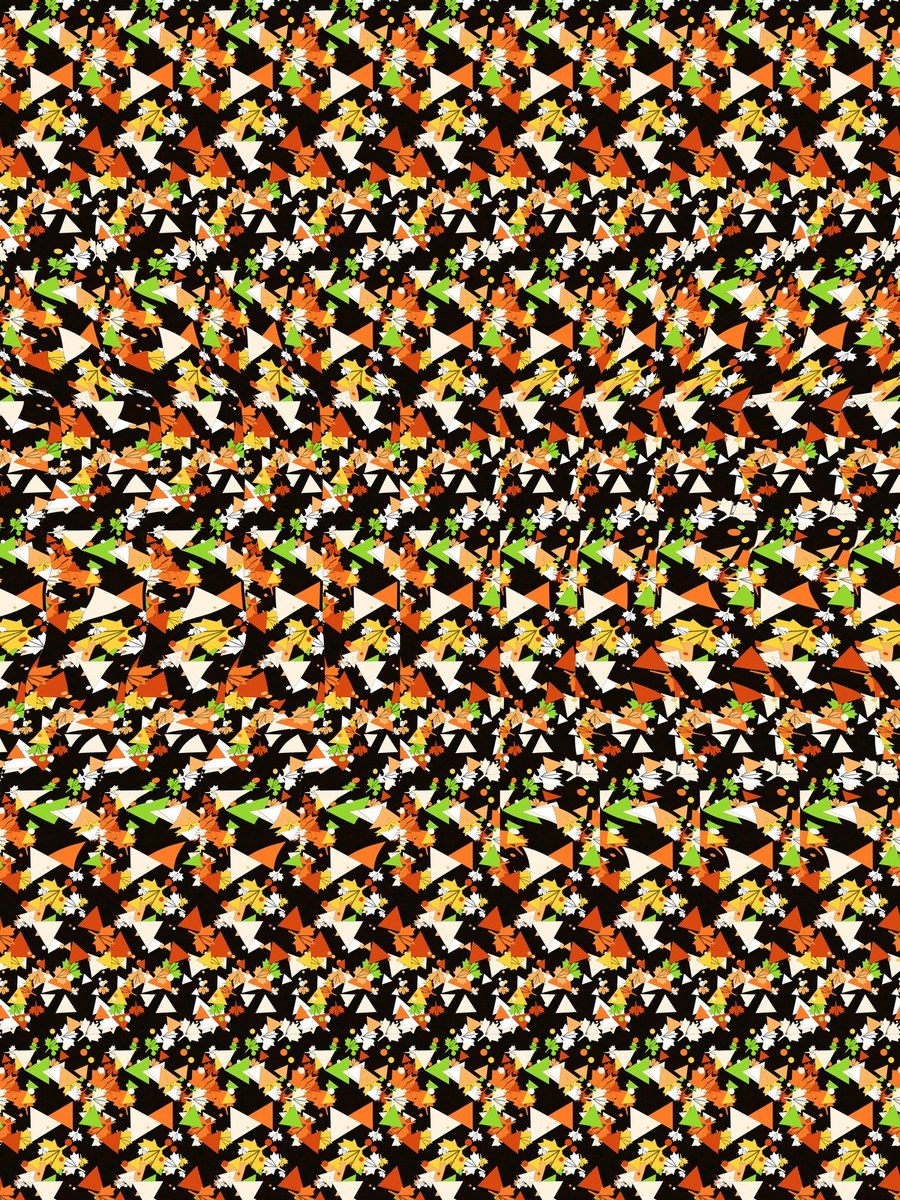 Clever Fox Hideaway full stereogram pattern, flat view
