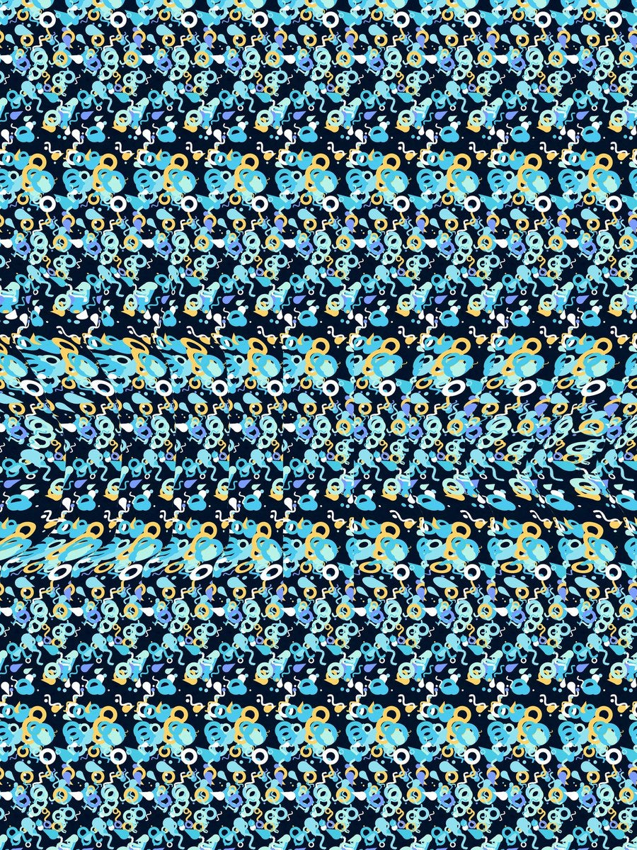 Gentle Whale Song full stereogram pattern, flat view