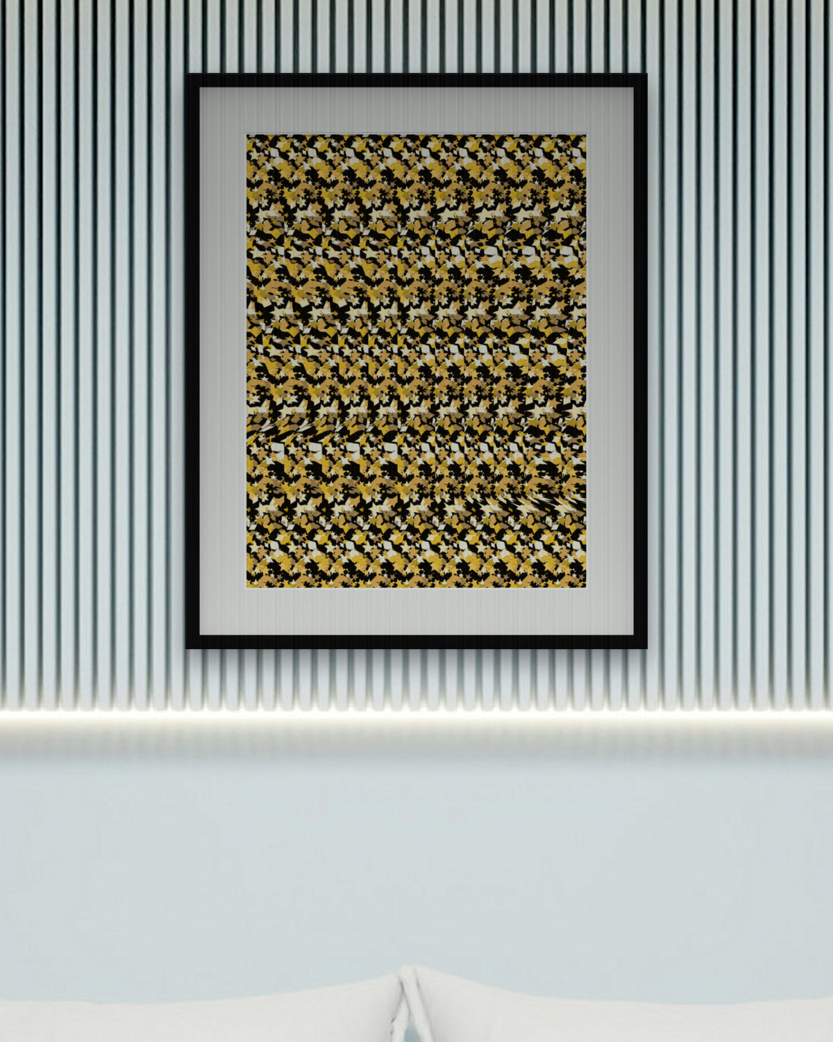 Noble Horse Reveal hidden 3D art print, framed in a calm bedroom