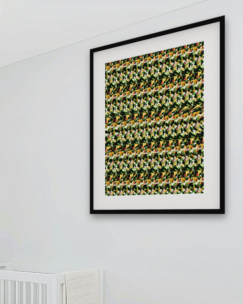 Wandering Bear Secret hidden 3D art print, framed in a bright kids' room