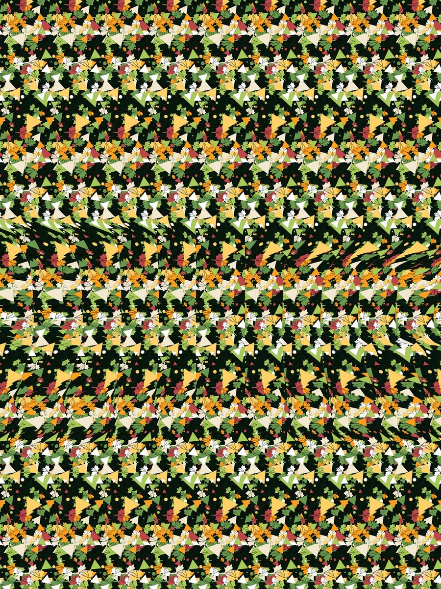Wandering Bear Secret full stereogram pattern, flat view