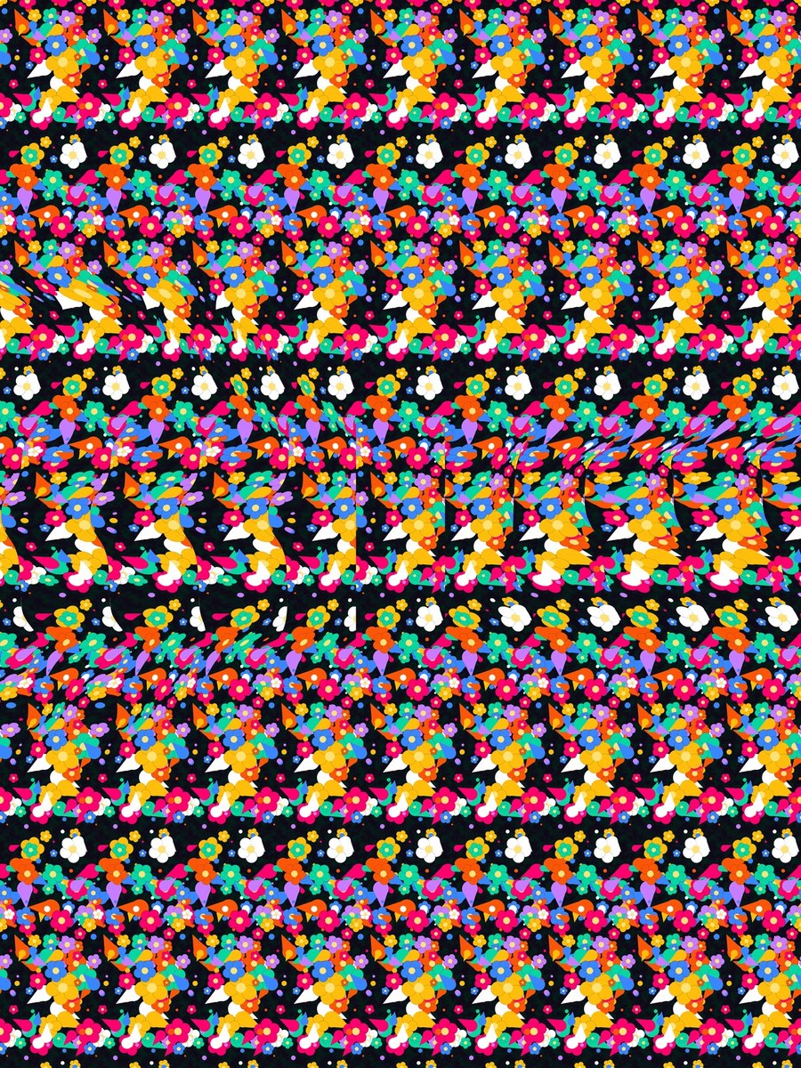 Hidden Hummingbird Flight full stereogram pattern, flat view