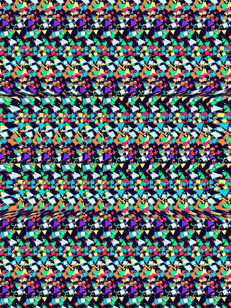 Mixtape Cassette Rewind full stereogram pattern, flat view