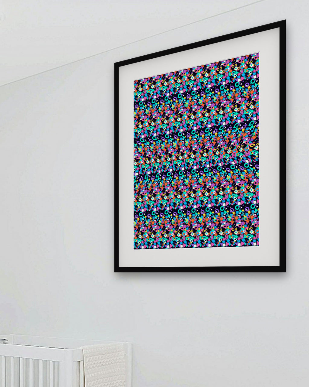 Player One Controller hidden 3D art print, framed in a bright kids' room