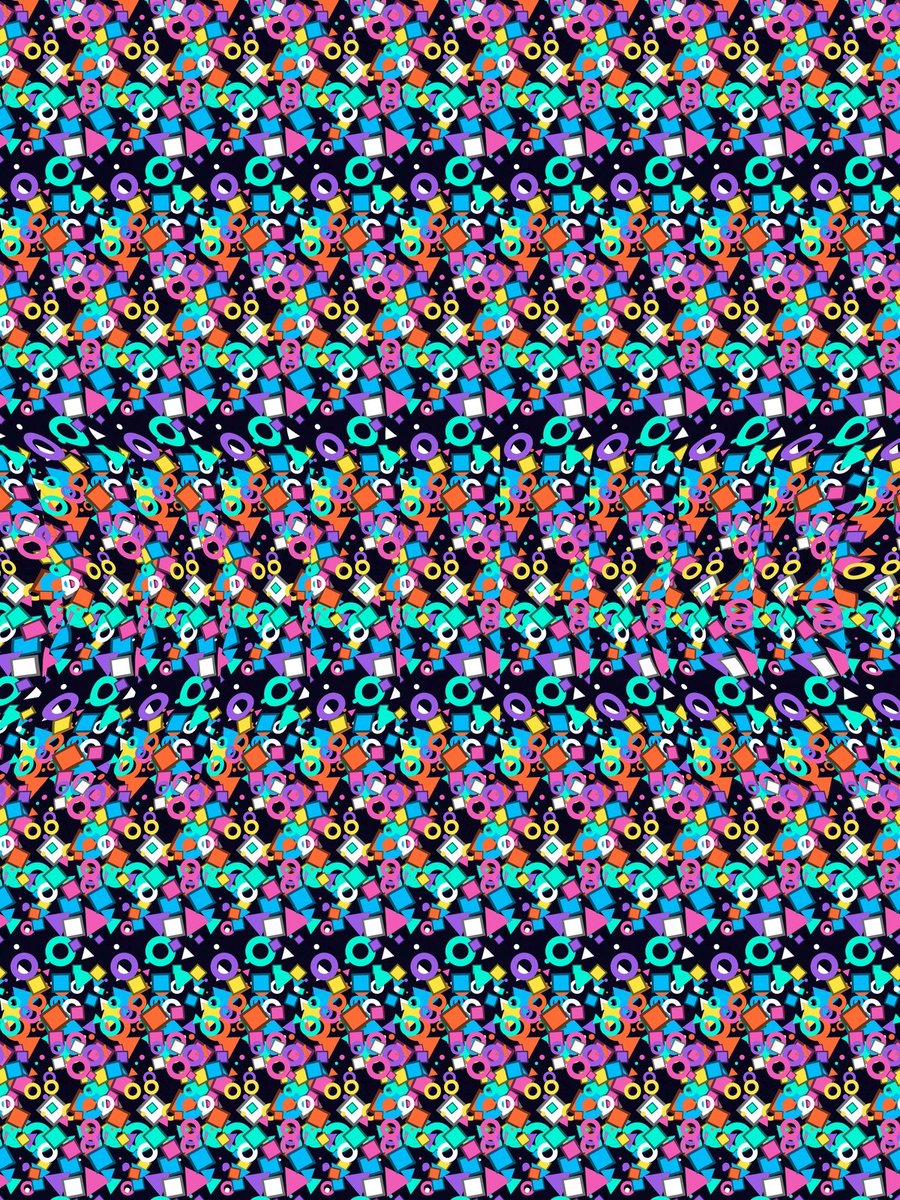 Player One Controller full stereogram pattern, flat view