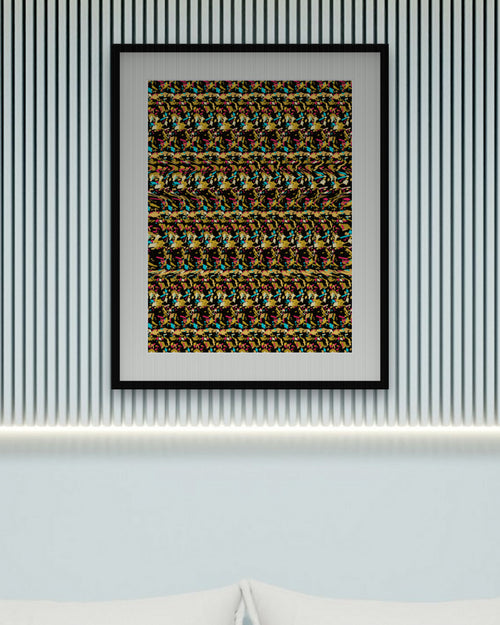 Block Party Boombox hidden 3D art print, framed in a calm bedroom