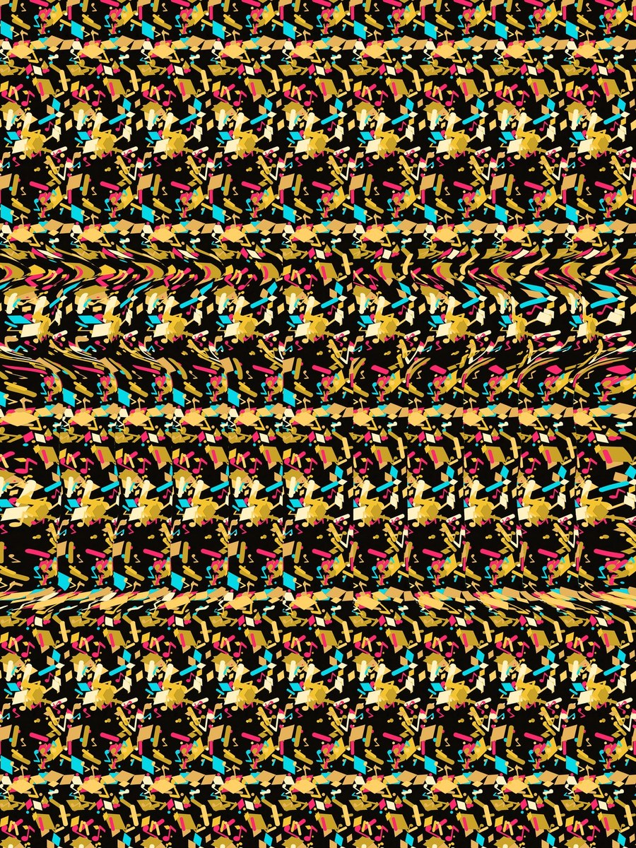 Block Party Boombox full stereogram pattern, flat view