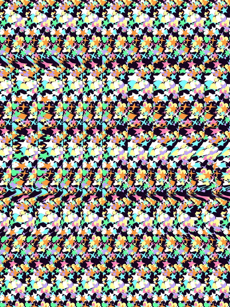 Retro Roller Skate full stereogram pattern, flat view