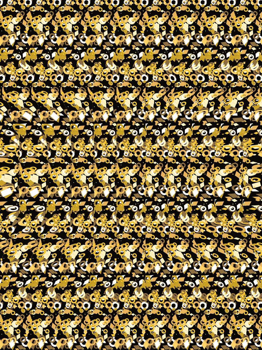 Floating Orb in Orbit full stereogram pattern, flat view