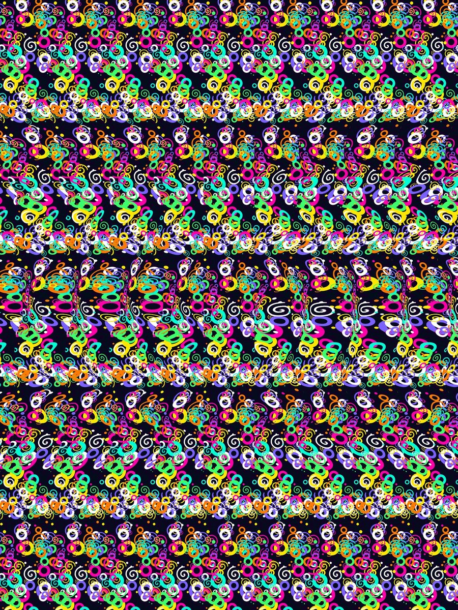 Endless Spiral Illusion full stereogram pattern, flat view