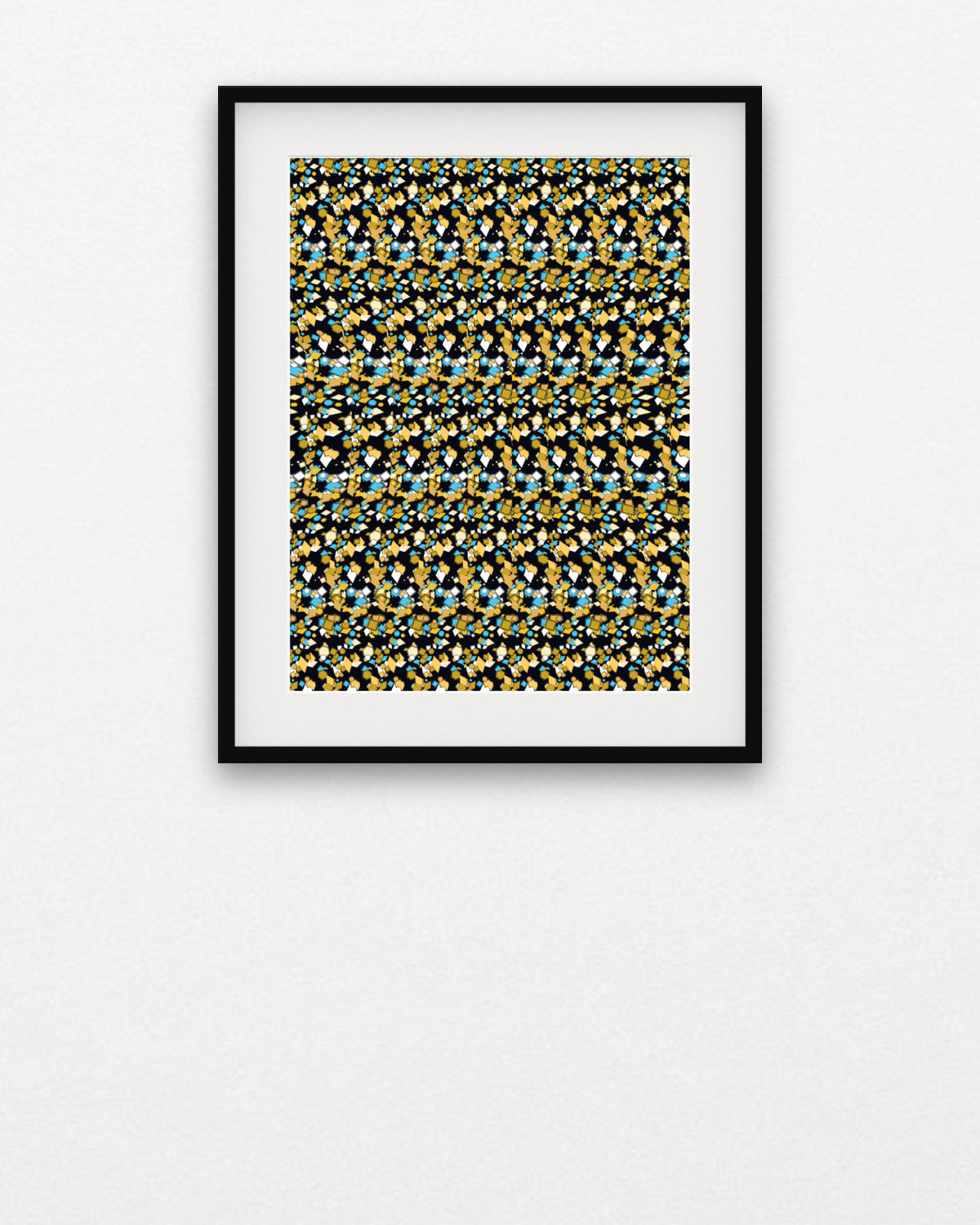 Nested Cubes Paradox hidden 3D art print, framed in a gallery wall
