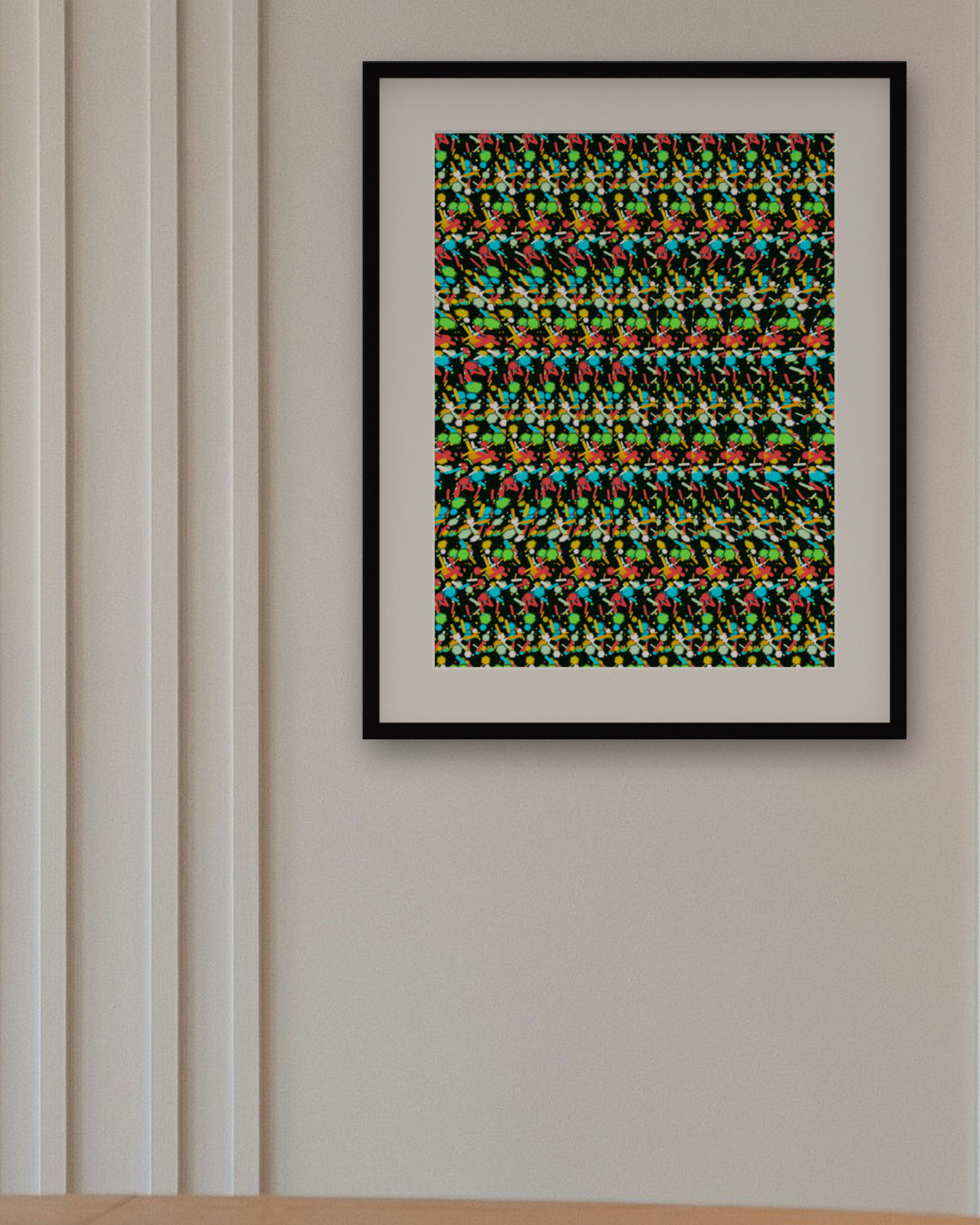 Golden Goal Soccer Ball hidden 3D art print, framed in a panelled dining room