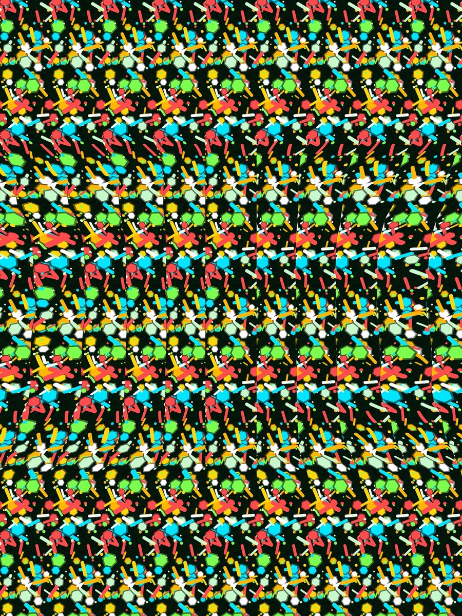 Golden Goal Soccer Ball full stereogram pattern, flat view