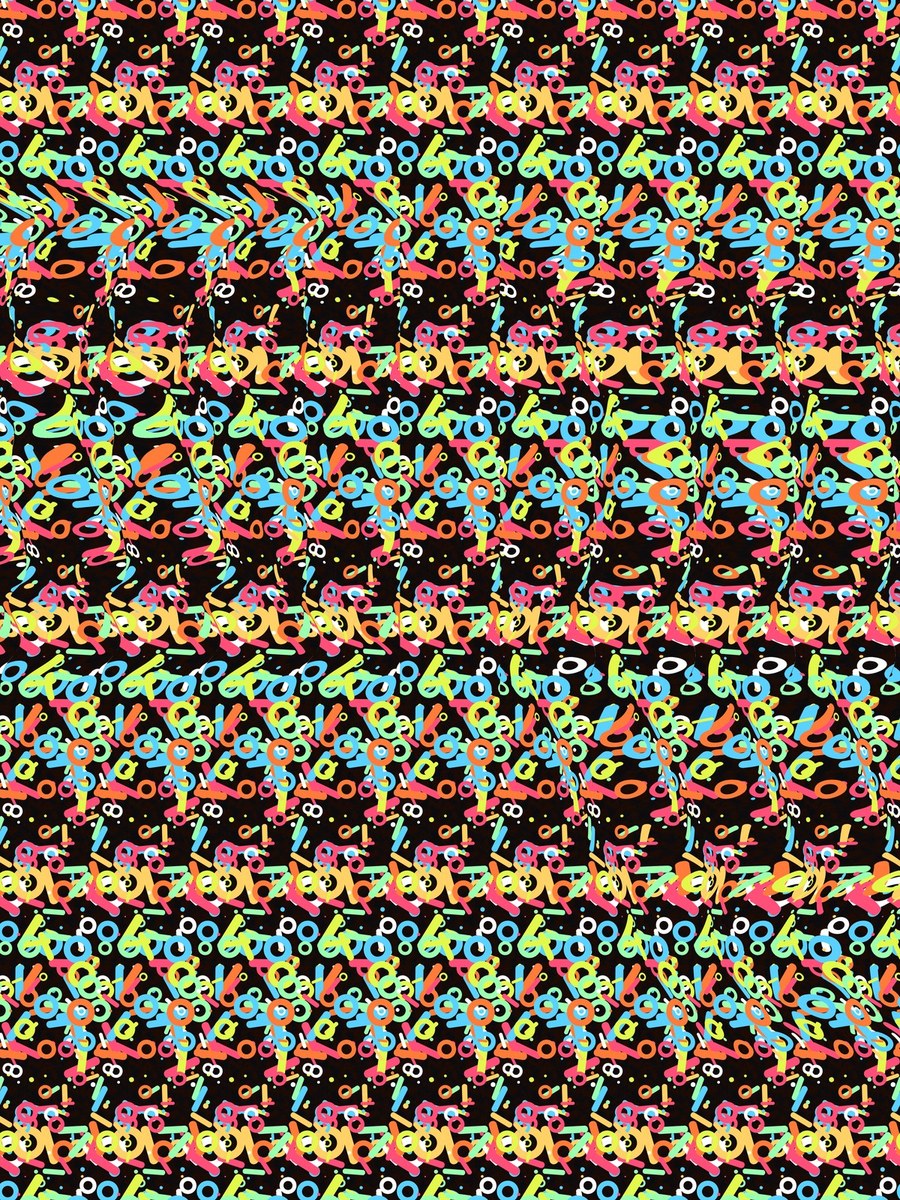Match Point Tennis Racket full stereogram pattern, flat view