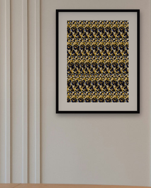 Crescent Moon Dreams hidden 3D art print, framed in a panelled dining room