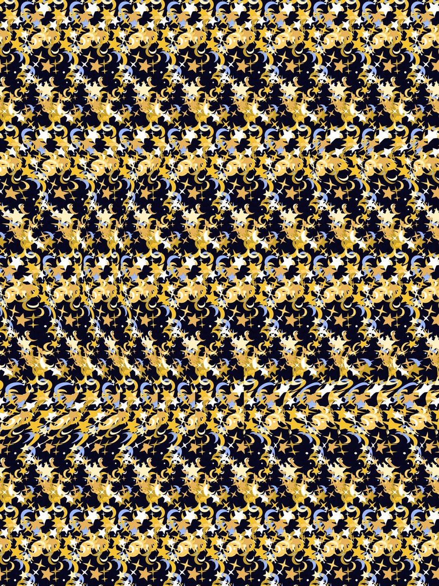 Crescent Moon Dreams full stereogram pattern, flat view