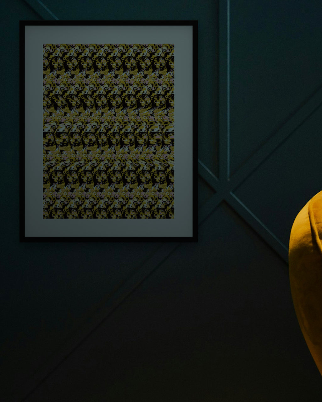 Forever Rings Keepsake hidden 3D art print, framed in a dark luxury lounge